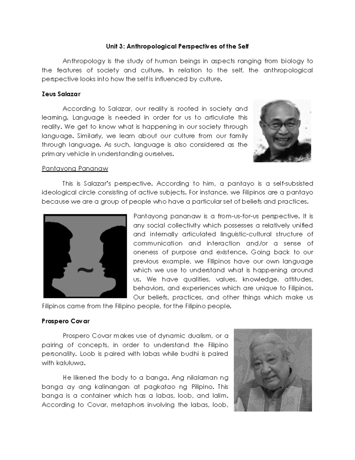 Module 1 Unit 3: Anthropological Views on the Self - Studocu