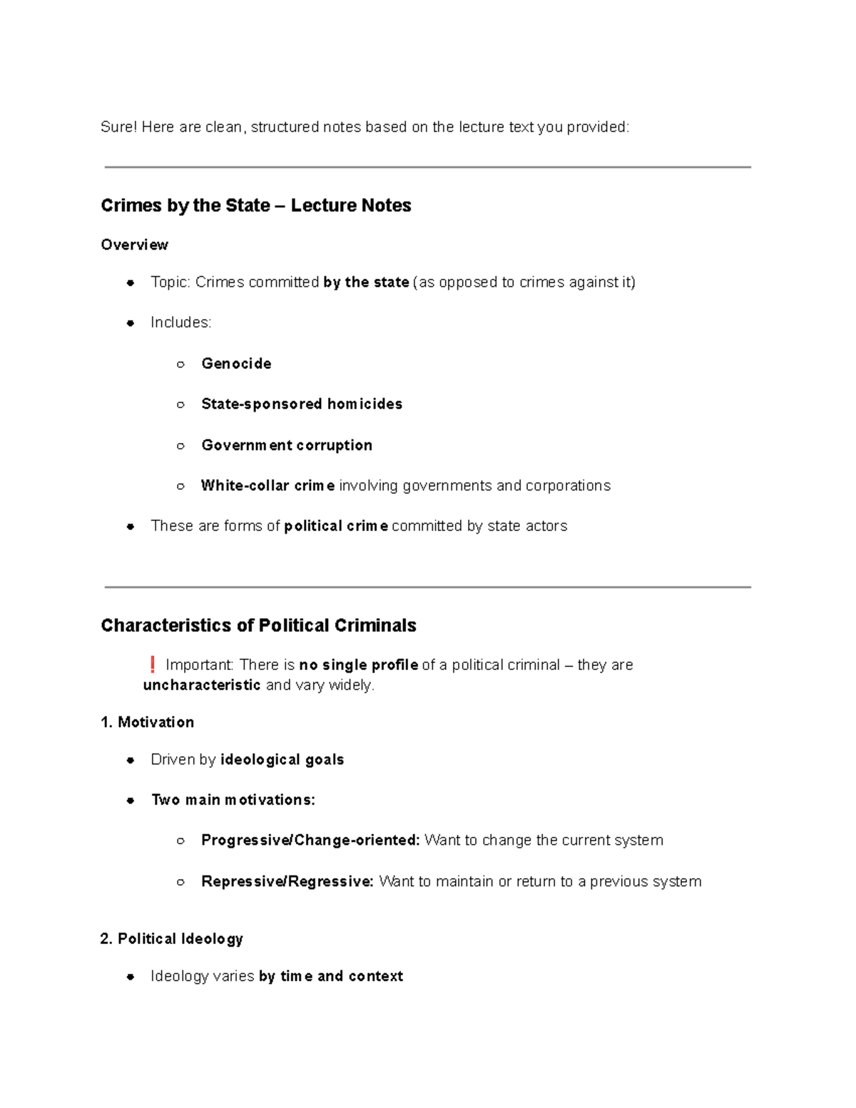 Crim 101: Final Lecture Notes on Crimes Against the State - Studocu