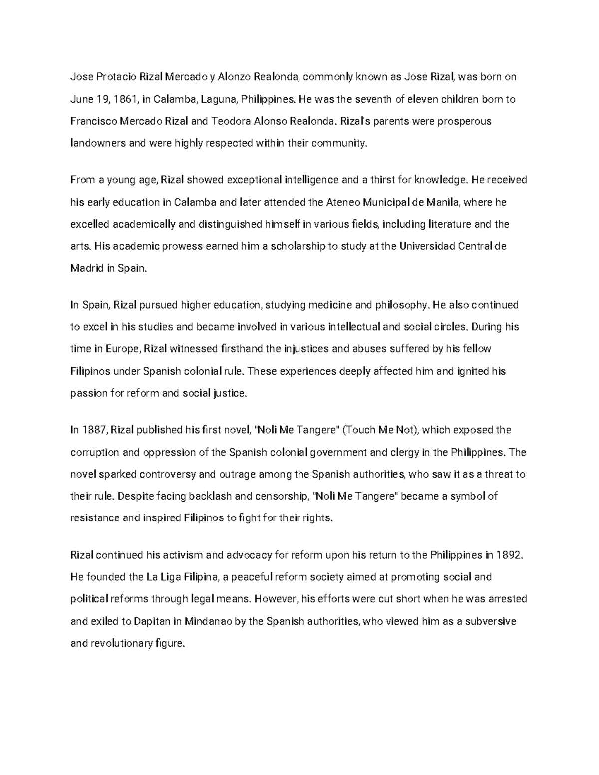 Rizal's Life and Works: A Study of Reform and Resistance - Studocu