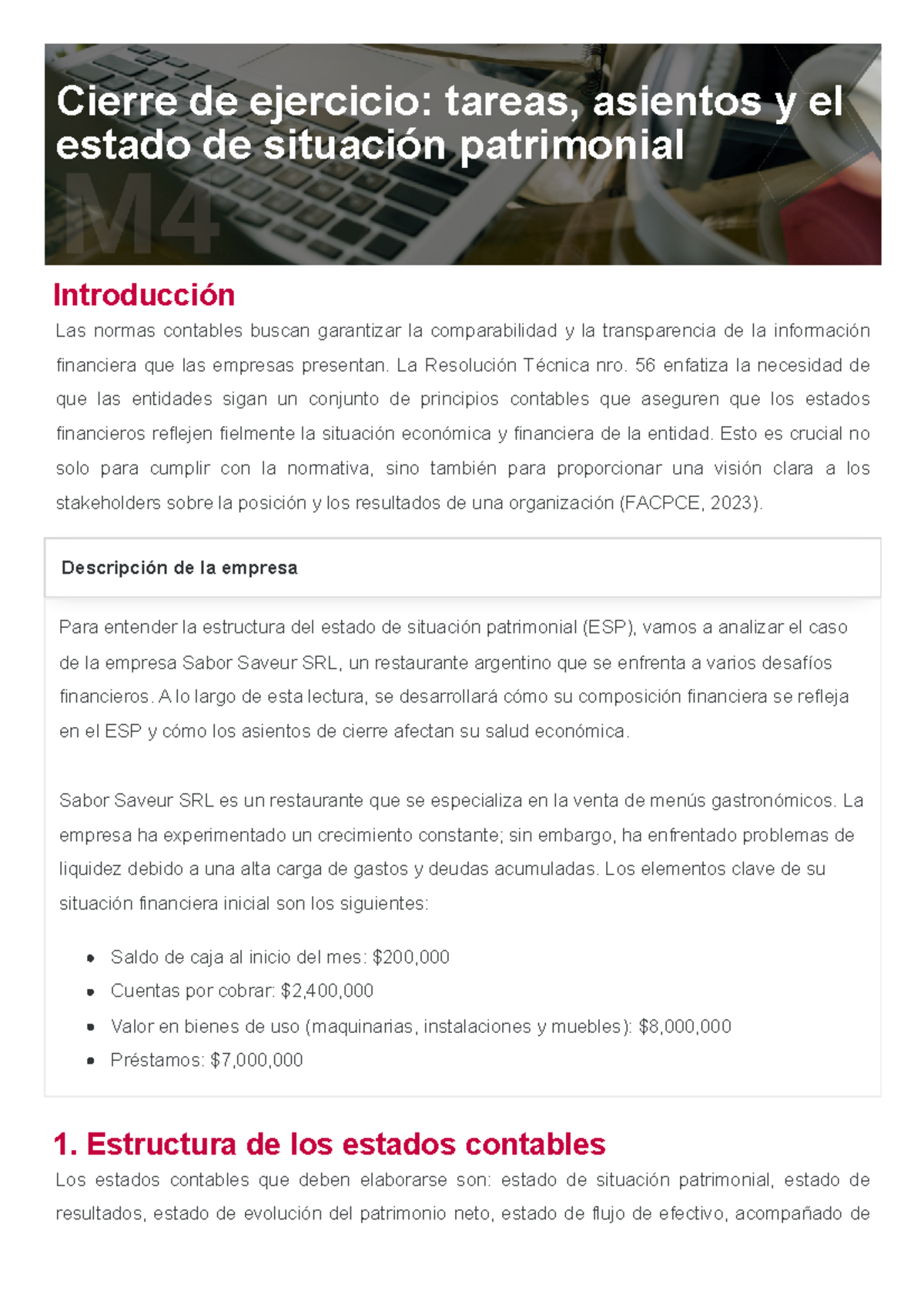 M4L1 - Cierre de Ejercicio: Análisis del Estado Patrimonial y Asientos ...