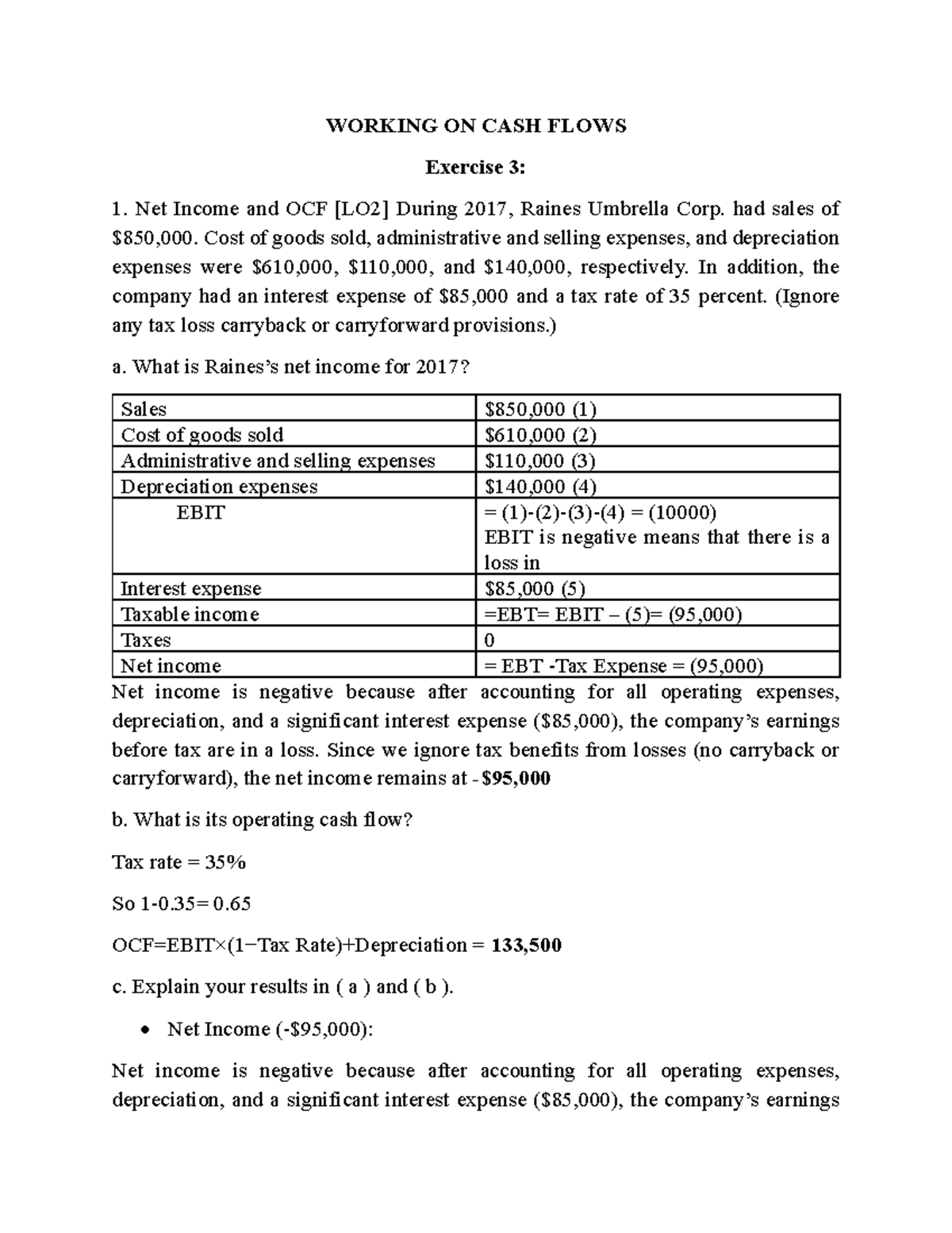 Exercise 3: CFM - Cash Flows Analysis and Calculations - Studocu