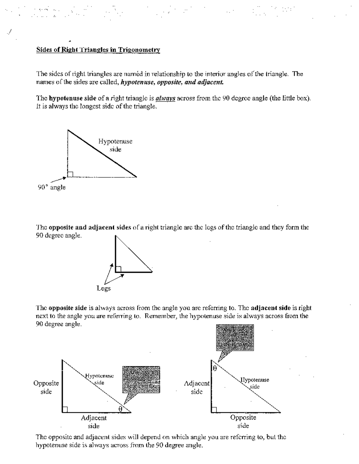 ABC123 - Final Exam Prep: Right Triangle Trigonometry Notes - Studocu