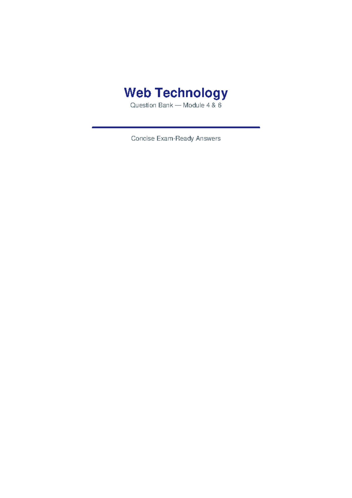 Web Technology QB: Module 4 & 6 React JS & PHP Concepts - Studocu