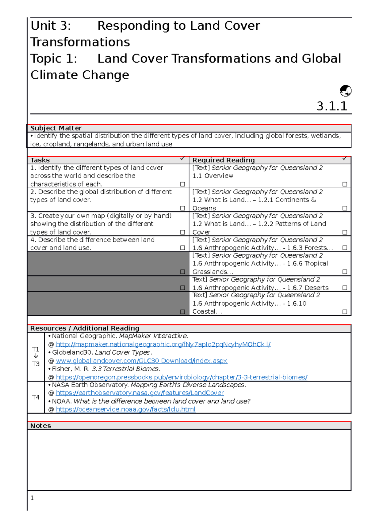 Worksheet - 3 - Accumulation of notes - Unit 3: Responding to Land ...