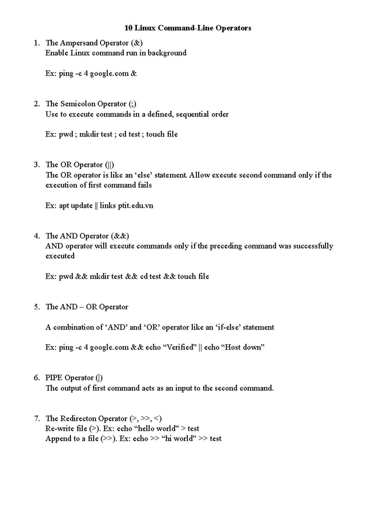 Command Linux - 10 Linux Command-Line Operators The Ampersand Operator ...