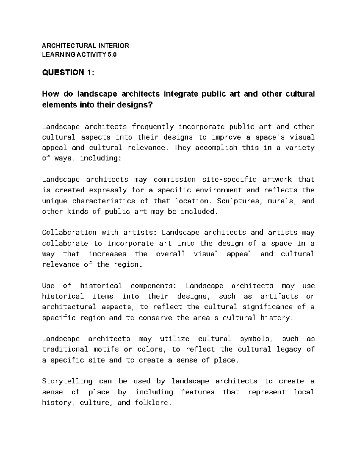 Learning Activity 5.1 Architectural Interior - ARCHITECTURAL INTERIOR ...