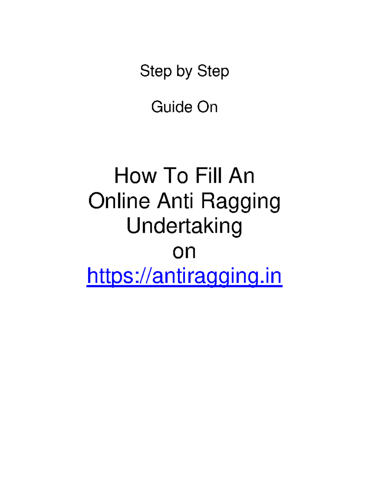 Anti Ragging Undertaking: Step-by-Step Guide to Online Submission - Studocu