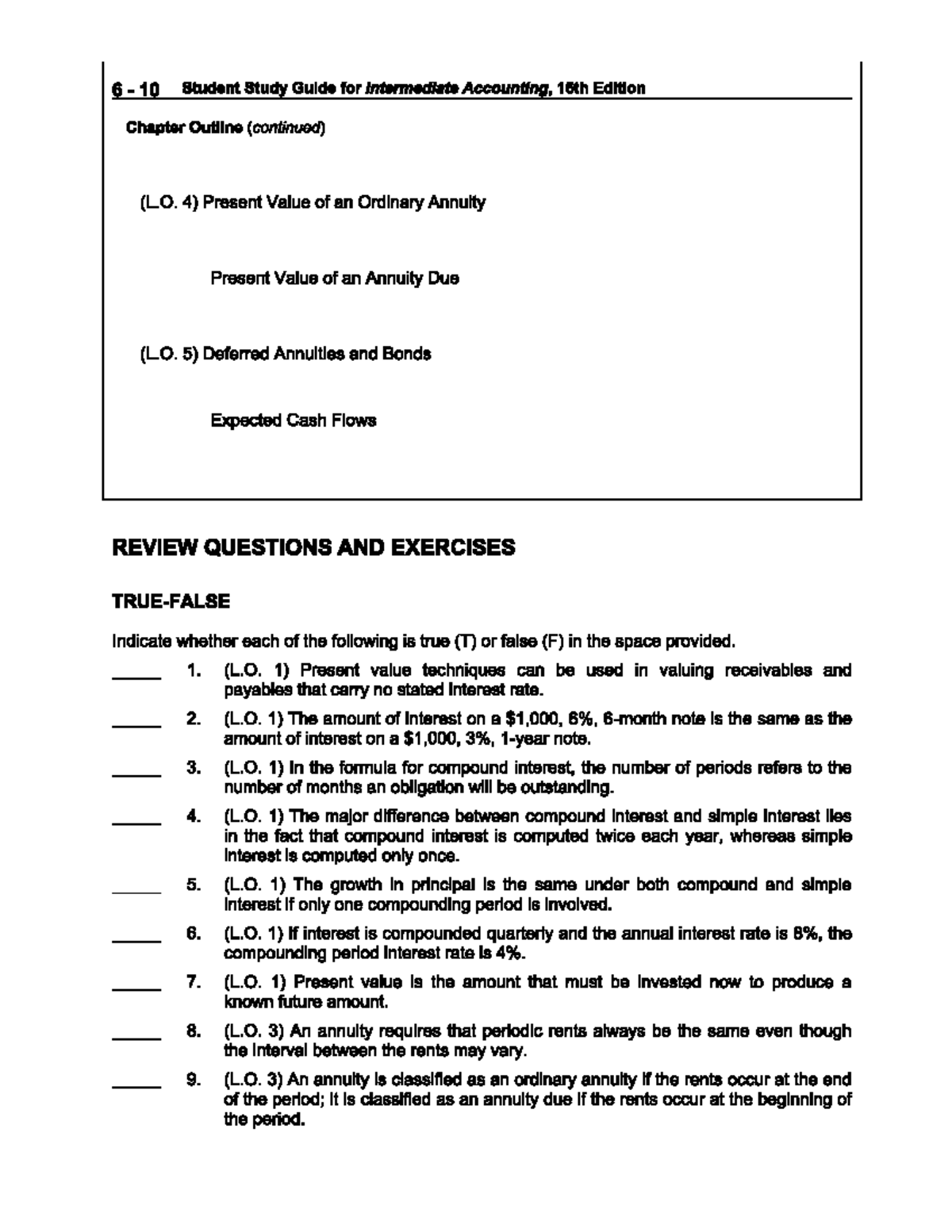 Ch6 Study Probs - 6 10 Student Study Guide for Intermediate Accounting ...