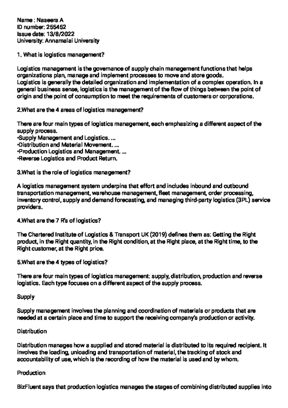 MBA Logistics Management - Key Concepts and Strategies for Success ...