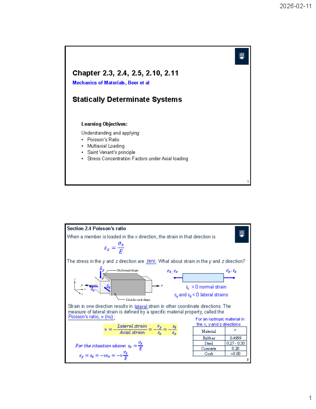 Chapter 2.3-2.11 Mechanics of Materials: Stress and Strain Analysis ...