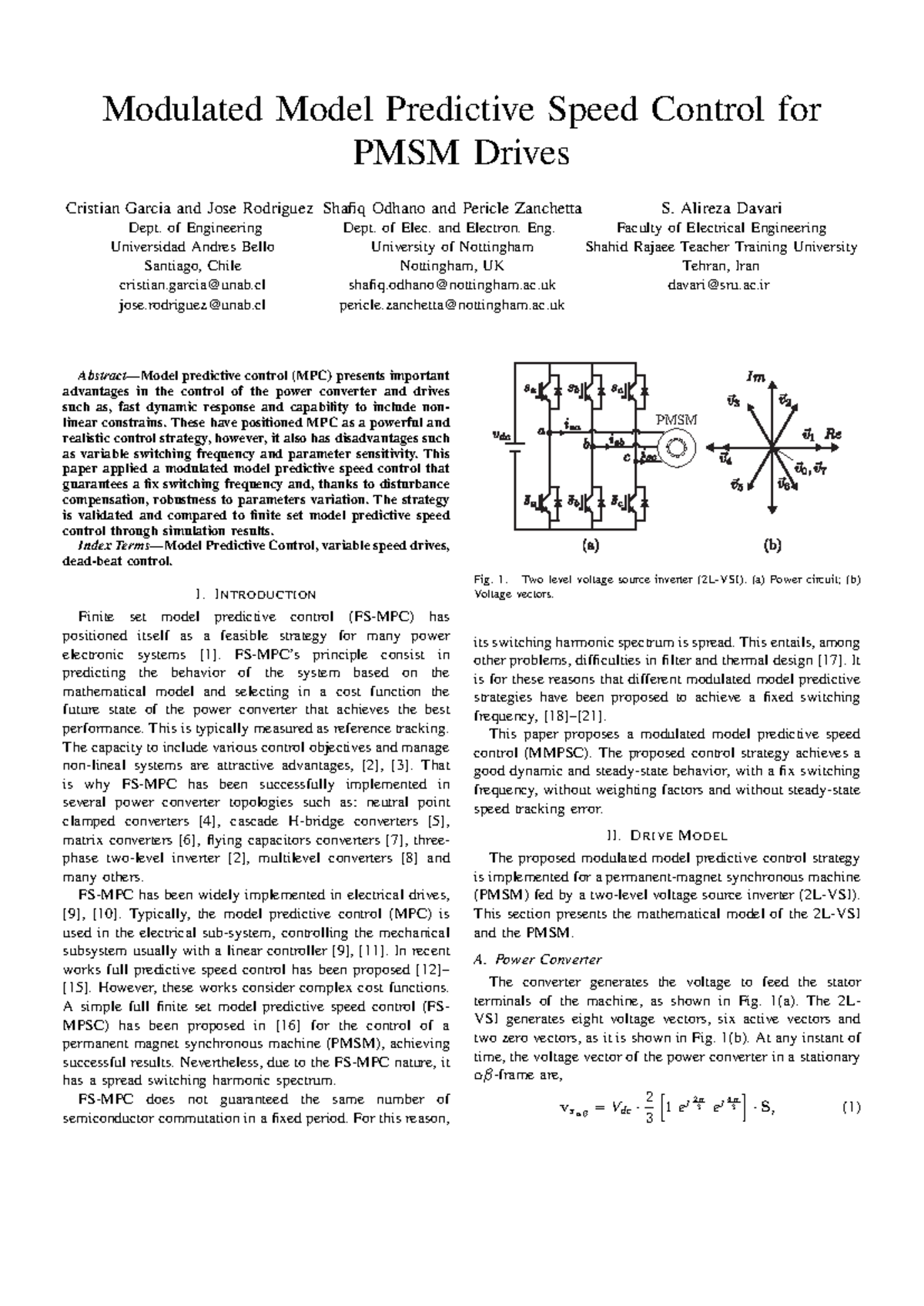 Modulated Model Predictive Speed Control for PMSM Drives - Modulated ...