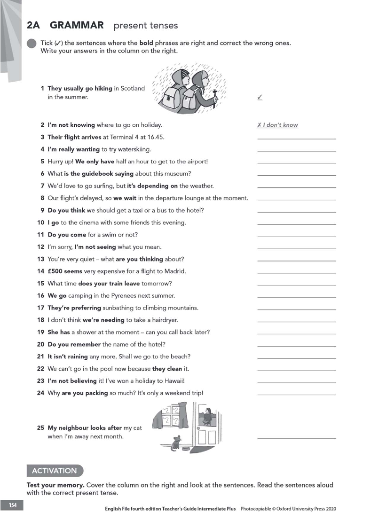 2A GRAMMAR: Present Simple & Continuous Exercises and Corrections - Studocu
