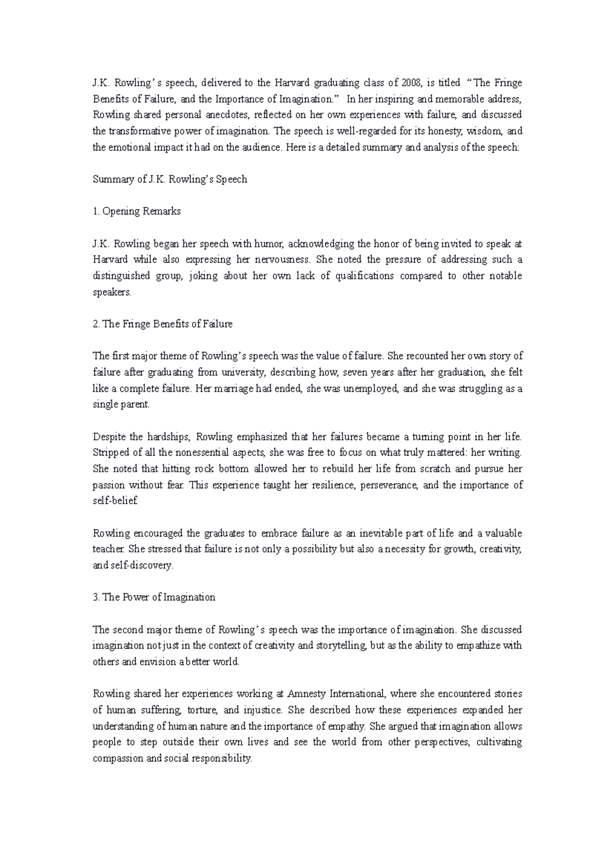 JK Rowling’s sp - Jk Rowling speech given in 2008 - J. Rowling’ s ...