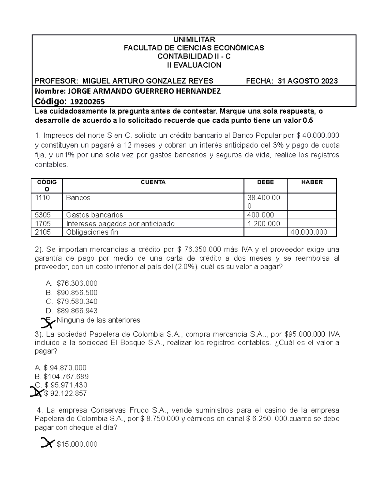Examen Final Contabilidad II - C: Evaluación II 2023 - Studocu