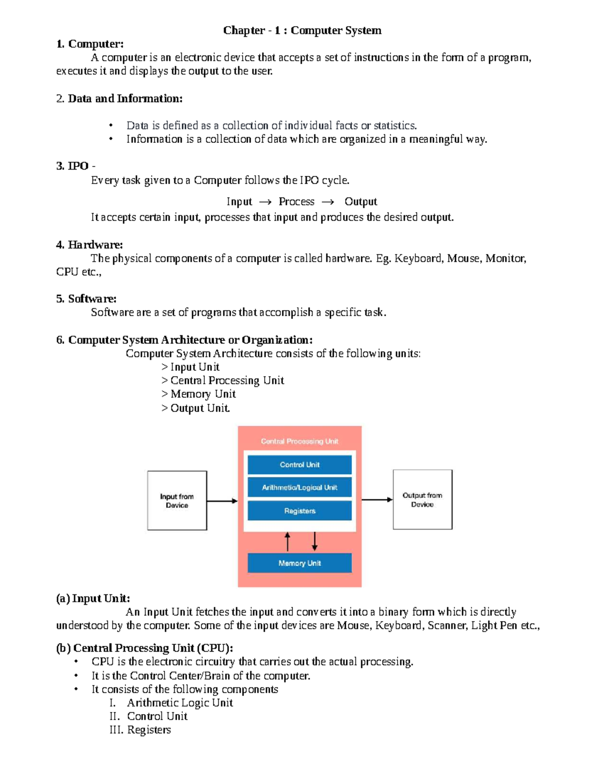 Ch 1: Overview of Computer Systems and Architecture - Studocu