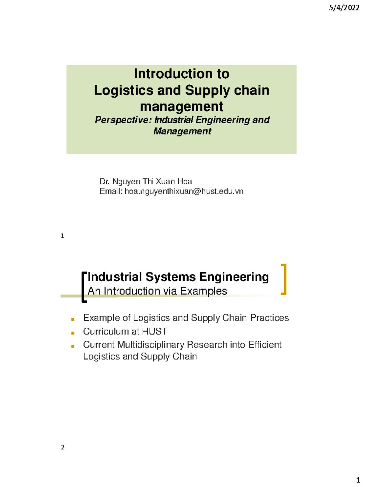 Introduction to Industrial System Engineering Logistics and Supply ...