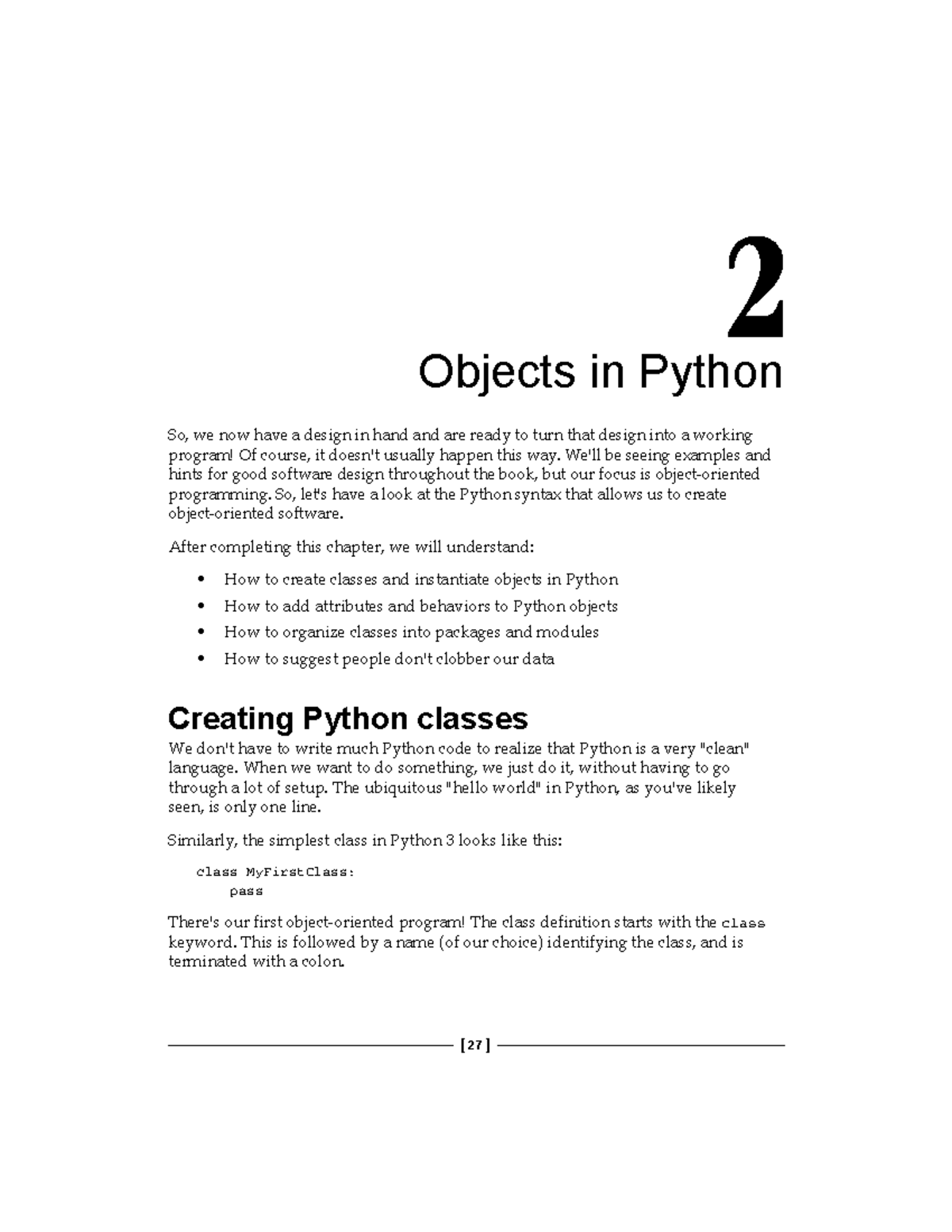 CHƯƠNG 2 - vcgssjk - Objects in Python So, we now have a design in hand ...