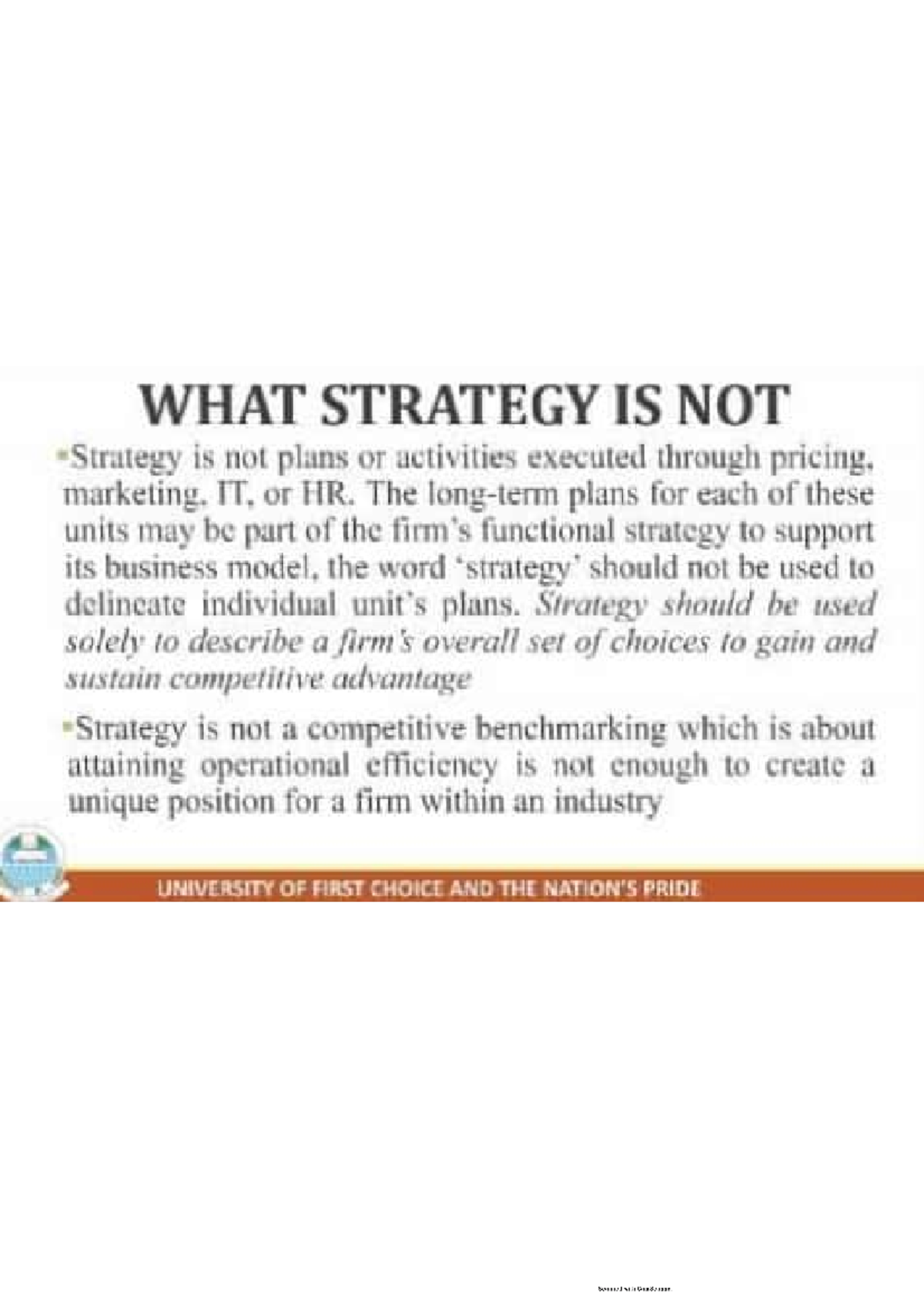 Strategic Policies in Functional Areas of firm - WHAT STRATEGY IS NOT ...