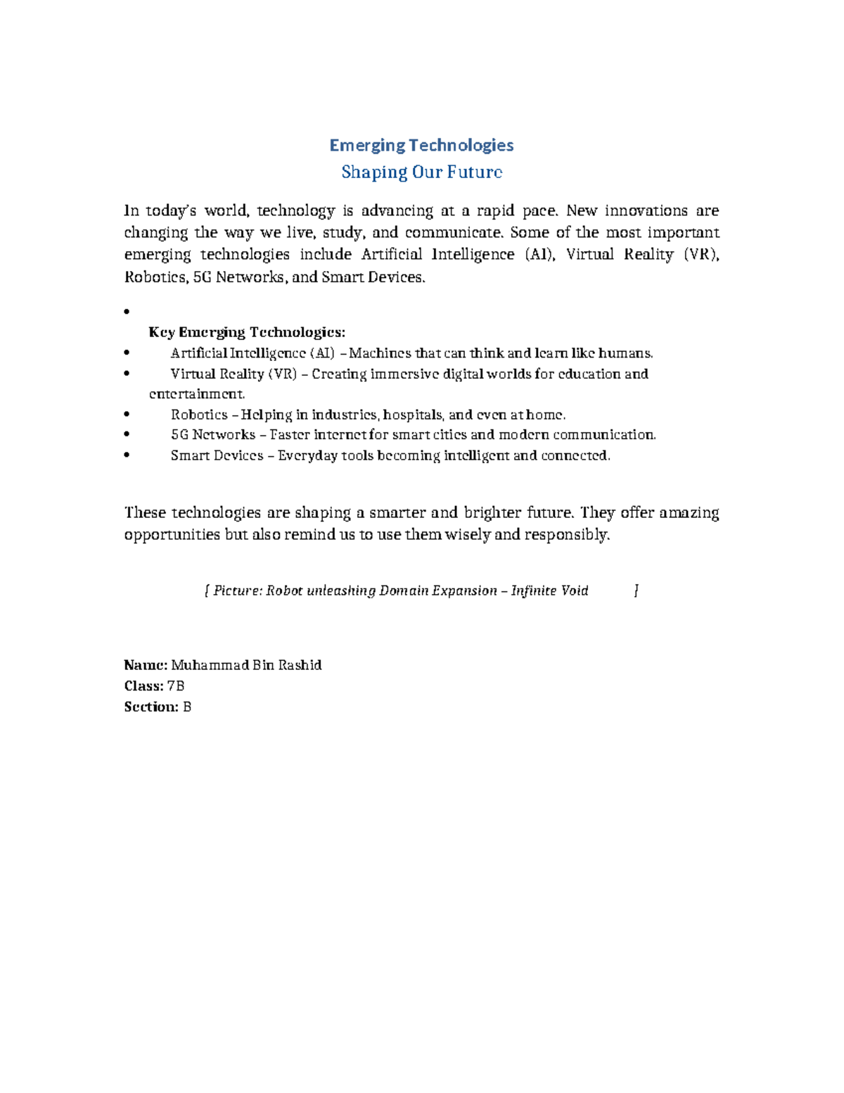 Emerging Technologies Project: Innovations Shaping Our Future - Studocu