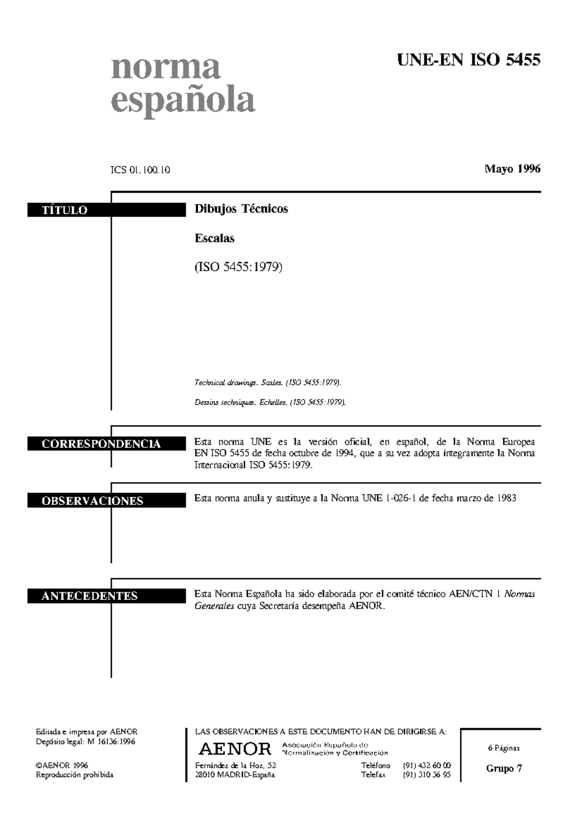 UNE-EN ISO 5455 Normativa Sobre Escalas en Dibujos Técnicos - Studocu, image size:1200x1698