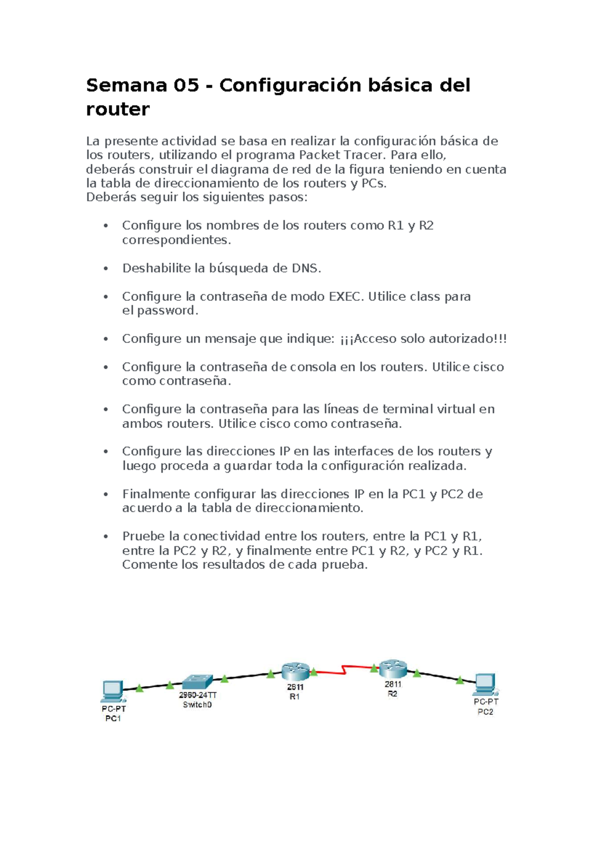 Semana 05 - Configuración Básica de Routers en Packet Tracer - Studocu