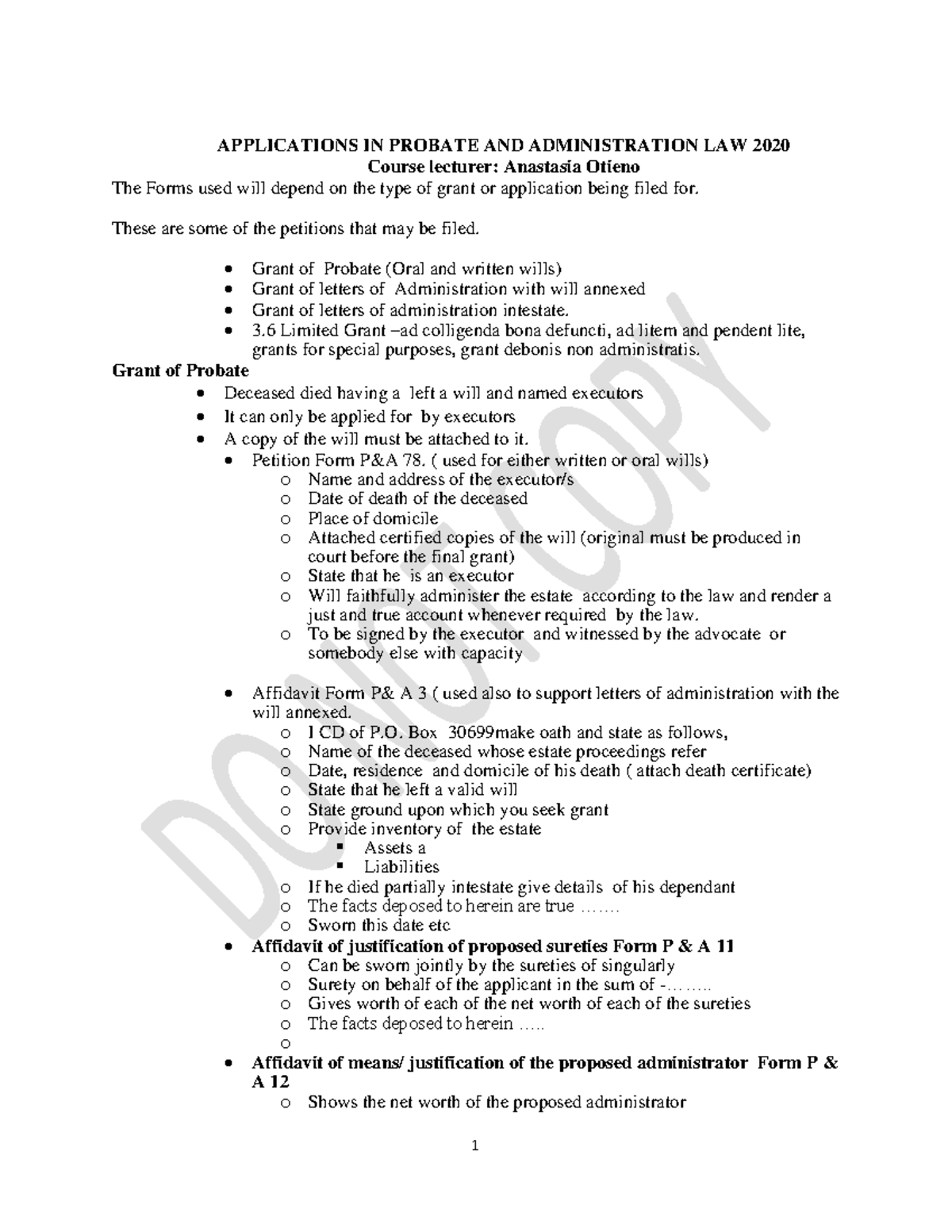 Applications in Probate and Administration Law 2020: Key Forms and ...