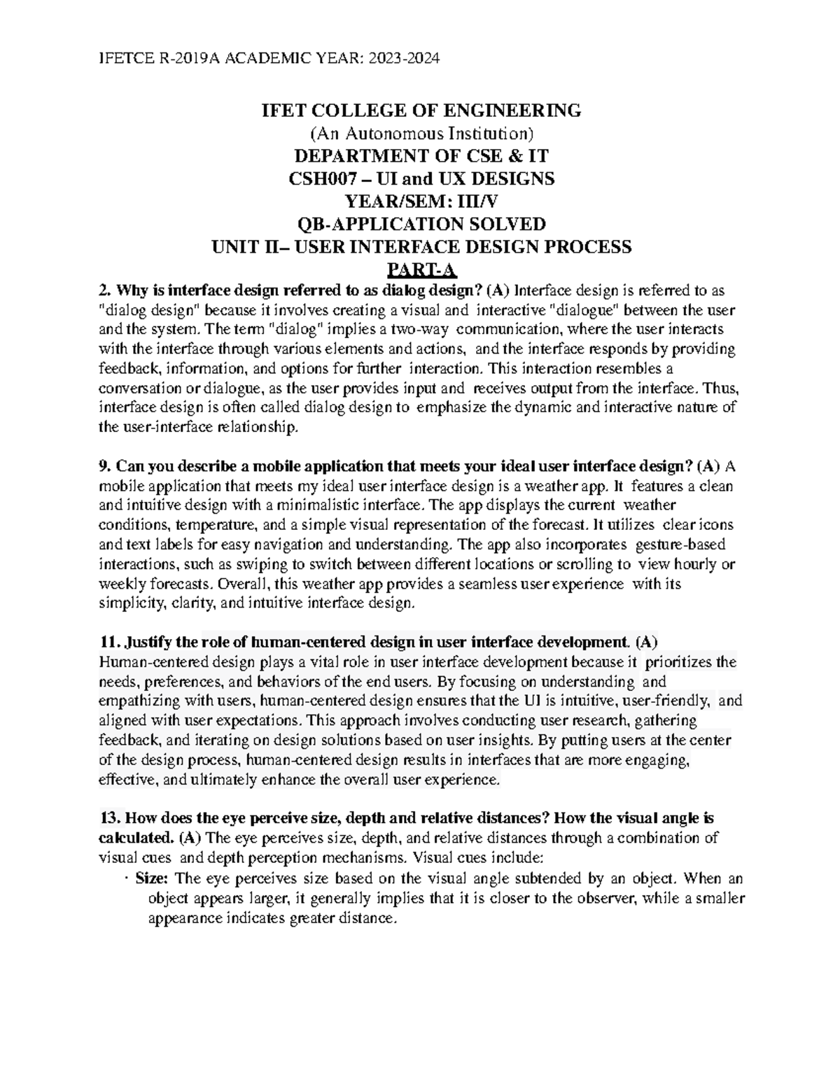 Unit 2 sol uiux - notes - IFETCE R-2019A ACADEMIC YEAR: 2023- IFET ...