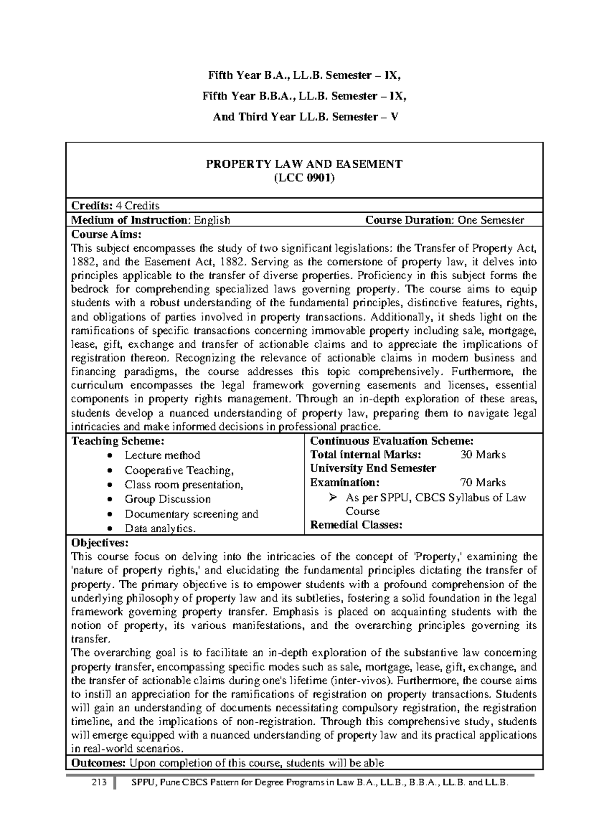 Revised CBCS Rules and Syllabus for Law Programs (LCC 0901, LCC 0902 ...