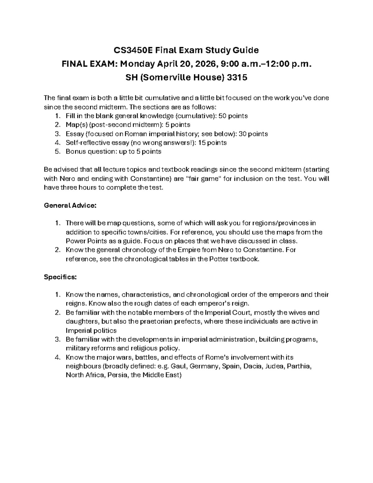 CS3450E Final Exam Study Guide: Key Topics & Tips for Success - Studocu