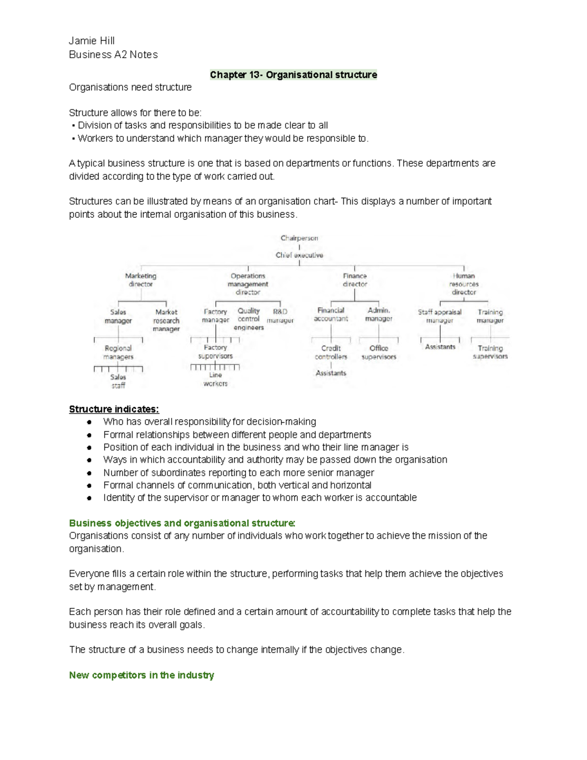Chapter 13 - Organisational Structure Insights for Business A2 Stud ...