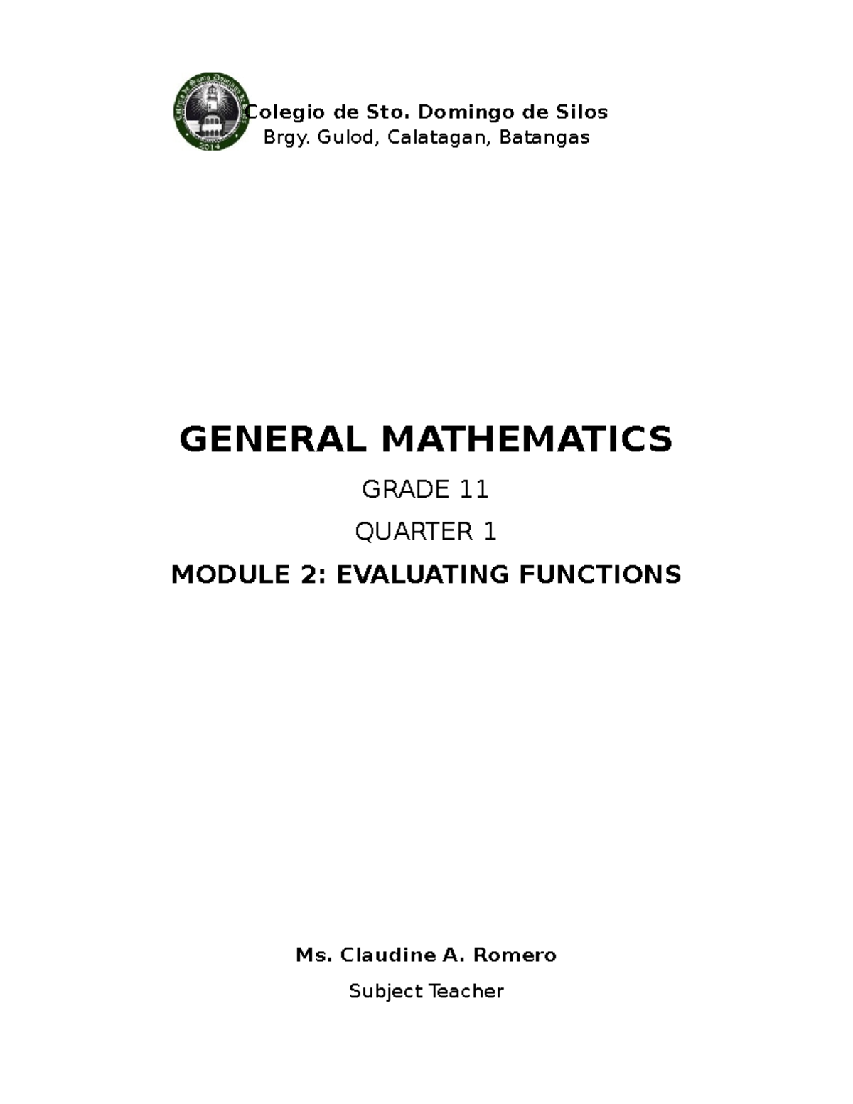 Gen Math Q1M2 - General math - BS accountancy - Studocu