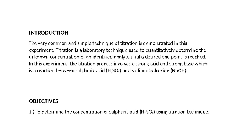 LAB Report EXP3: Titration of H2SO4 with NaOH - Studocu