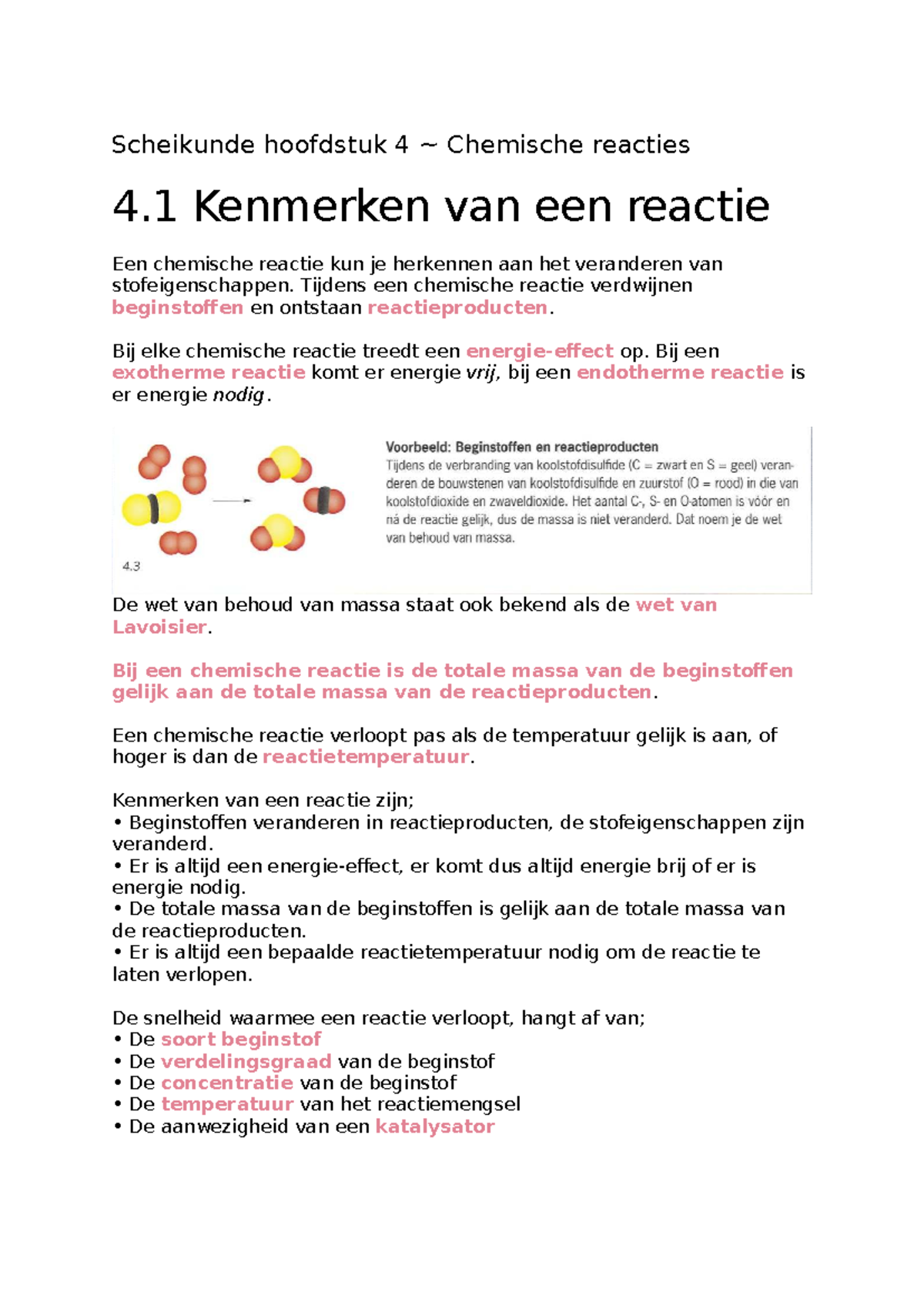 Scheikunde Hoofdstuk 4: Chemische Reacties en Reactievergelijkingen ...