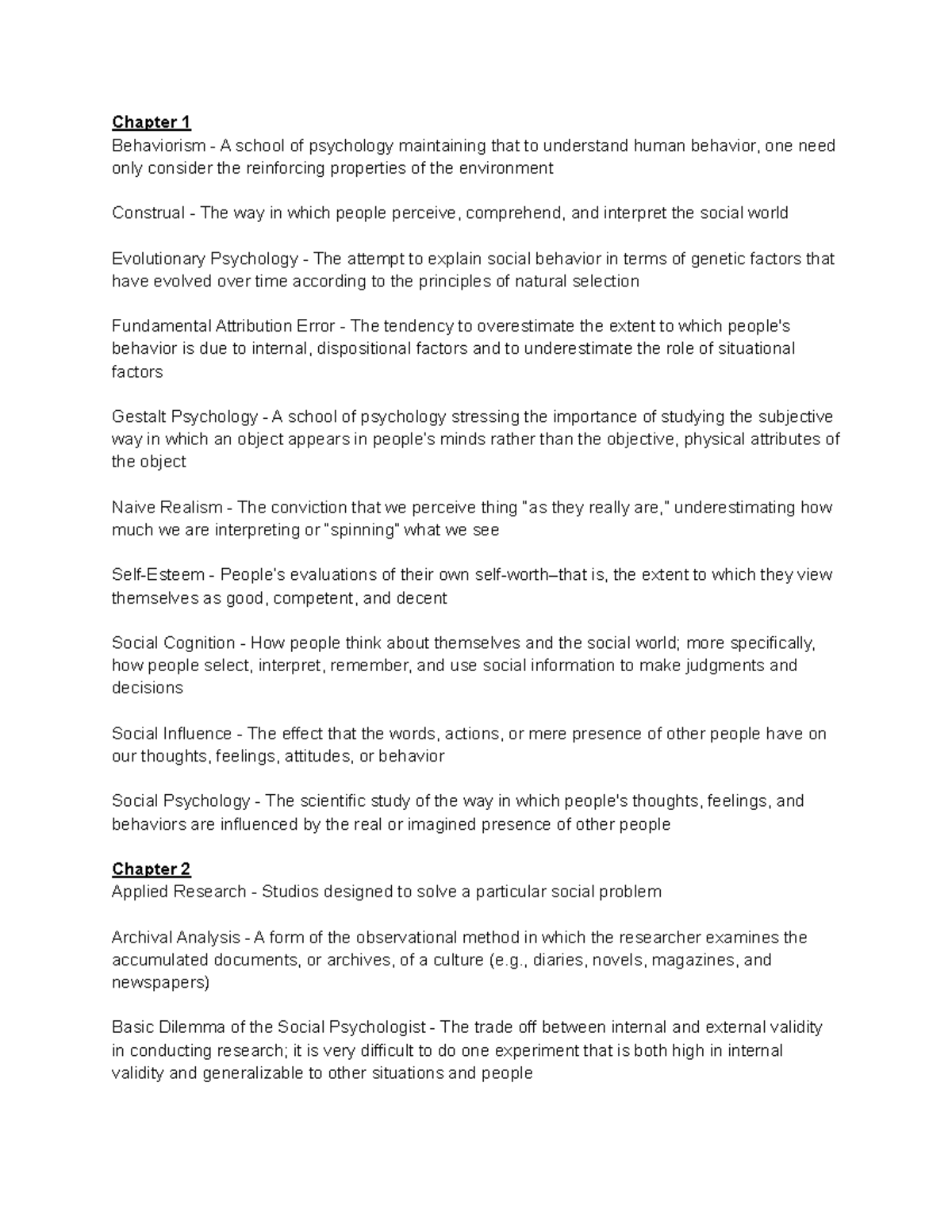 Social Psychology PSY101 Exam 1 Comprehensive Notes - Studocu