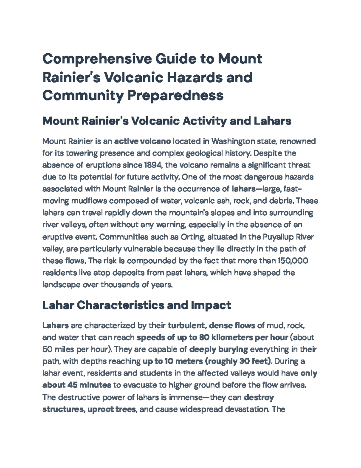 Comprehensive Overview of Mount Rainier's Lahar Hazards & Preparedness ...