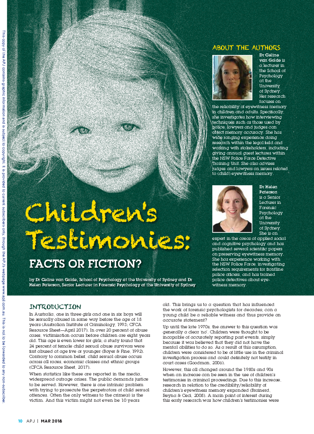 Child Witness Testimonies: Understanding Reliability & Accuracy - Studocu