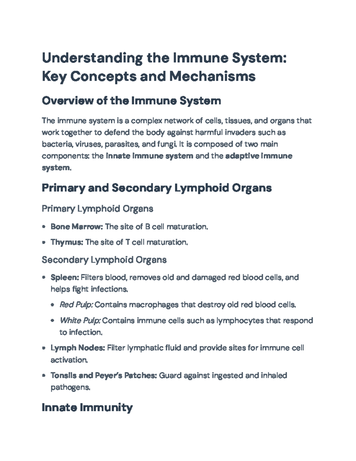 Understanding the Immune System: Key Concepts and Mechanisms ...