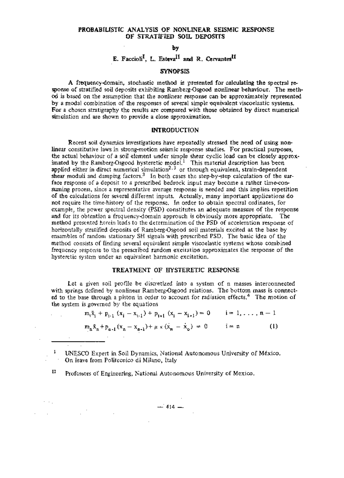 Probabilistic Analysis of Nonlinear Seismic Response of Soil Deposits ...
