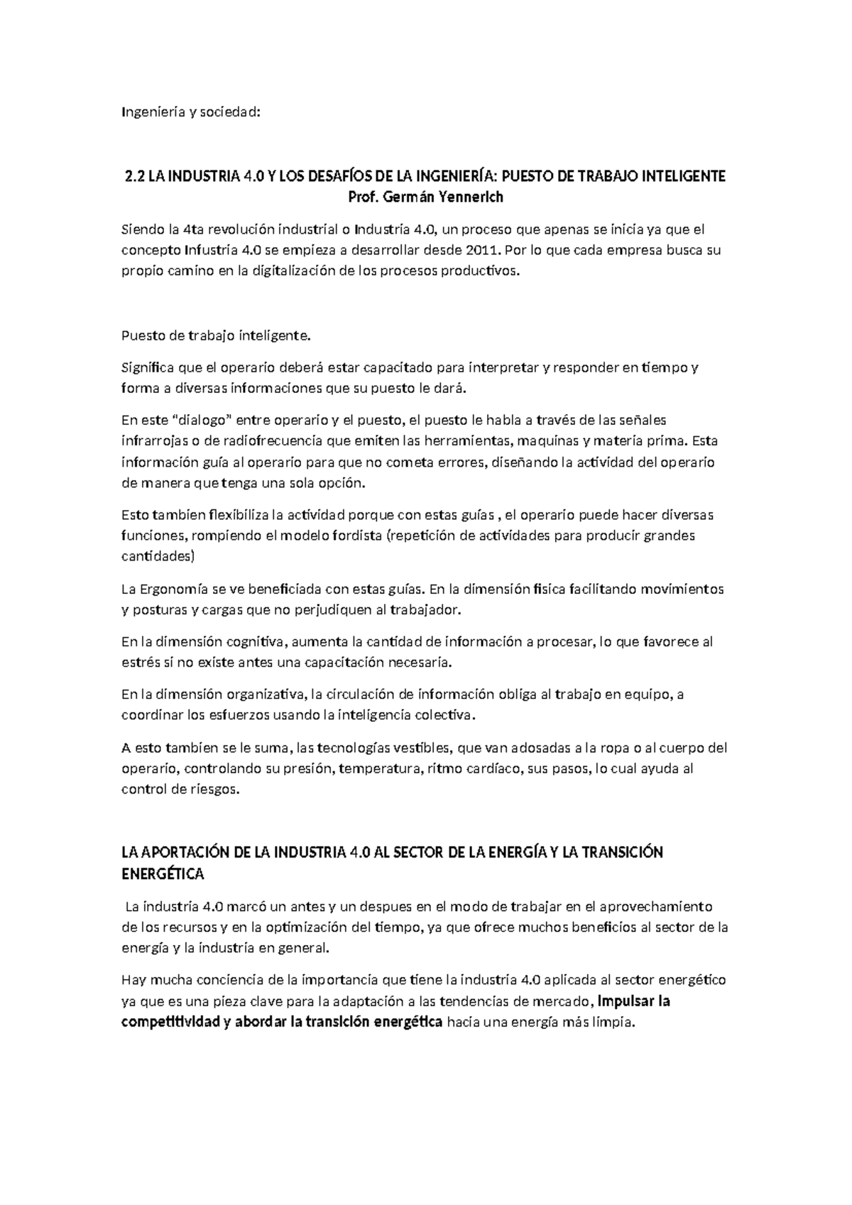 Ingeniería y Sociedad - Resumen del 2do Parcial ISO (Industrialización ...