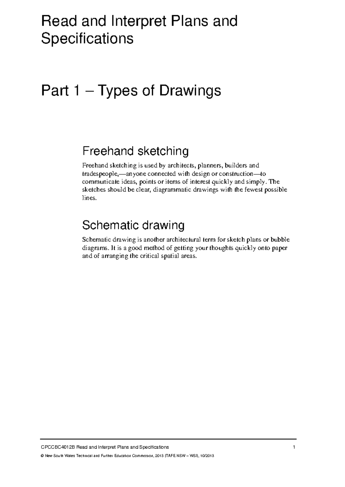 CPCCBC4012B Read and Interpret Plans and Specifications Part 1A - Studocu