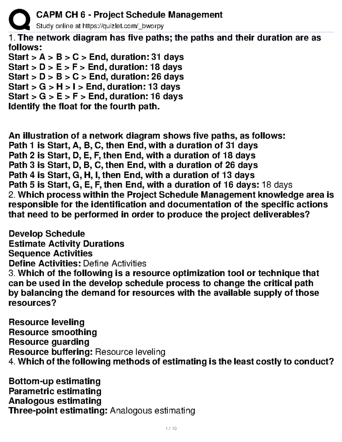 Chapter 6 - Project Management (C783) - Study online at quizlet/_bworpy ...
