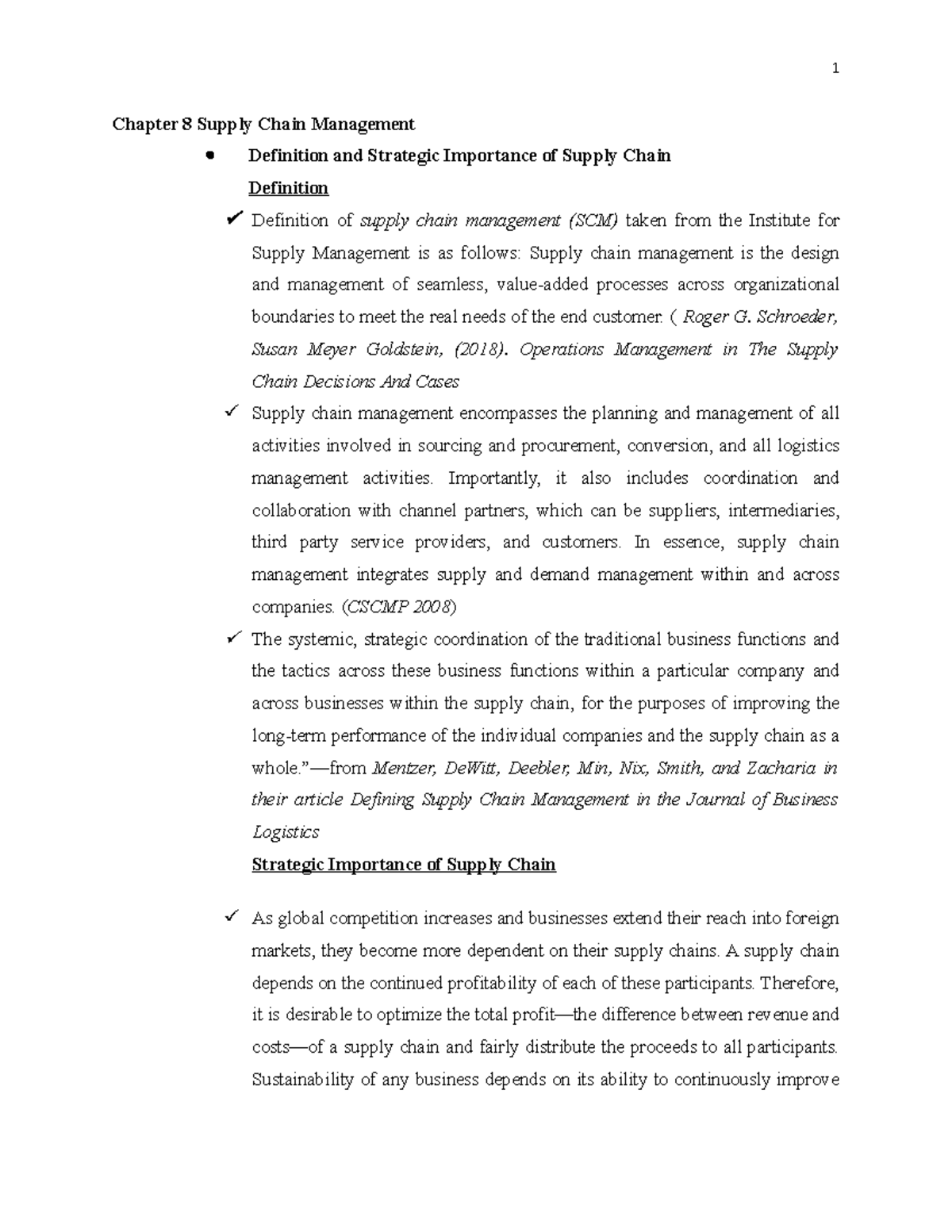 Operation Management 2 - Chapter 8 Supply Chain Management Definition ...