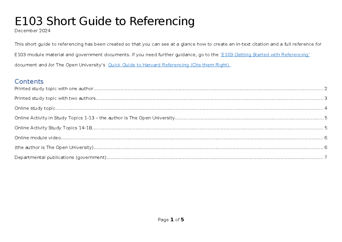 E103 Short Guide to Referencing - E103 Short Guide to Referencing ...