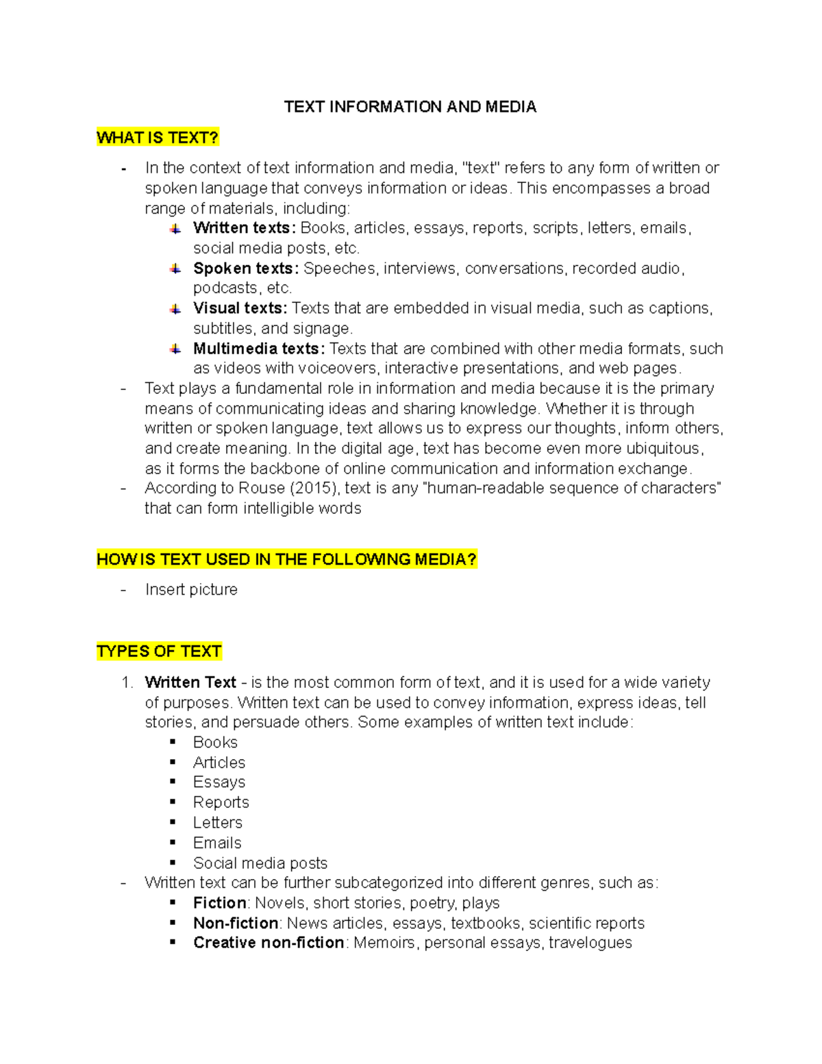 MIL Reporting text information and media - TEXT INFORMATION AND MEDIA ...