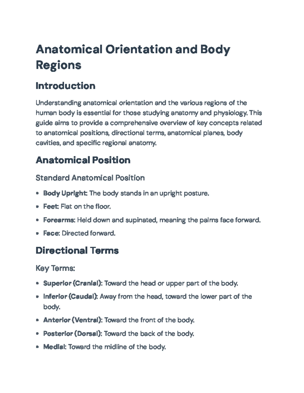 Comprehensive Guide to Anatomical Terms & External Anatomy (ANAT 101 ...