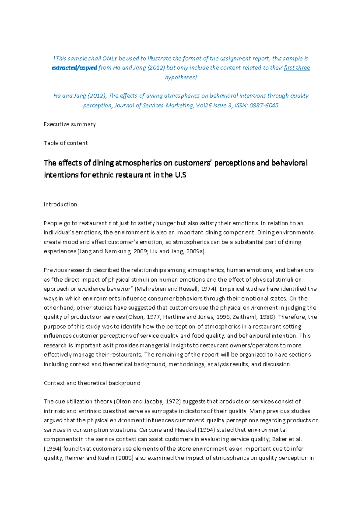 Sample 2 for assignment report - Copy - [This sample shall ONLY be used ...