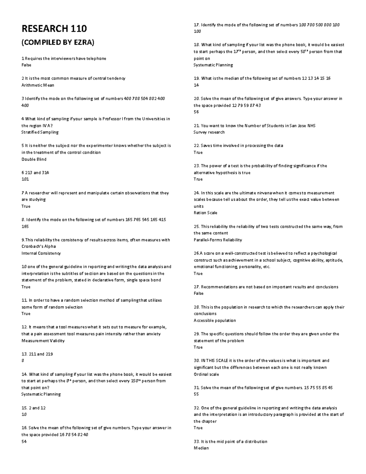 Research 110: Key Concepts for Qualitative & Quantitative Studies - Studocu