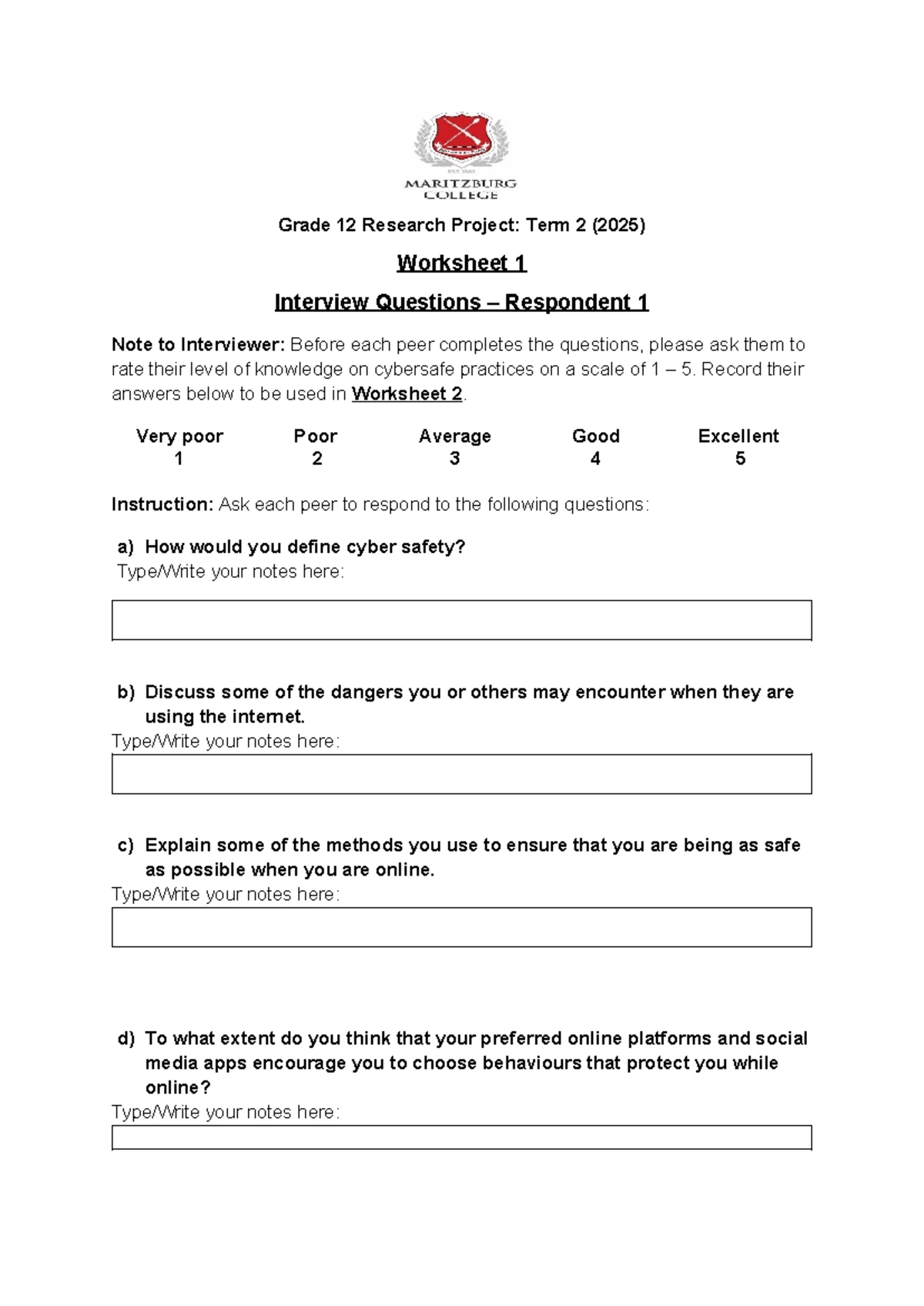Grade 12 Term 2 Research Project: Cyber Safety and Community ...