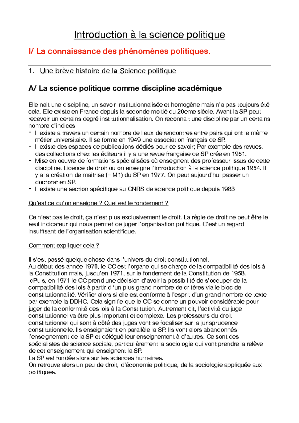 Introduction à la Science Politique : Histoire et Institutionnalisation ...