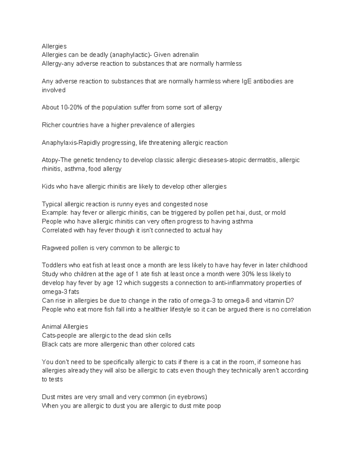 Lecture 4 Chem 183 - Notes - Allergies Allergies can be deadly ...